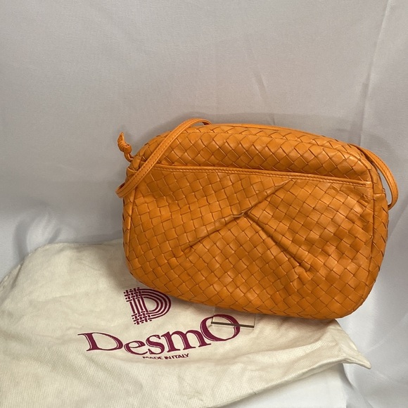 Vintage Bags Vtg Desmo Italian Leather Basket Weave Crossbody Bag